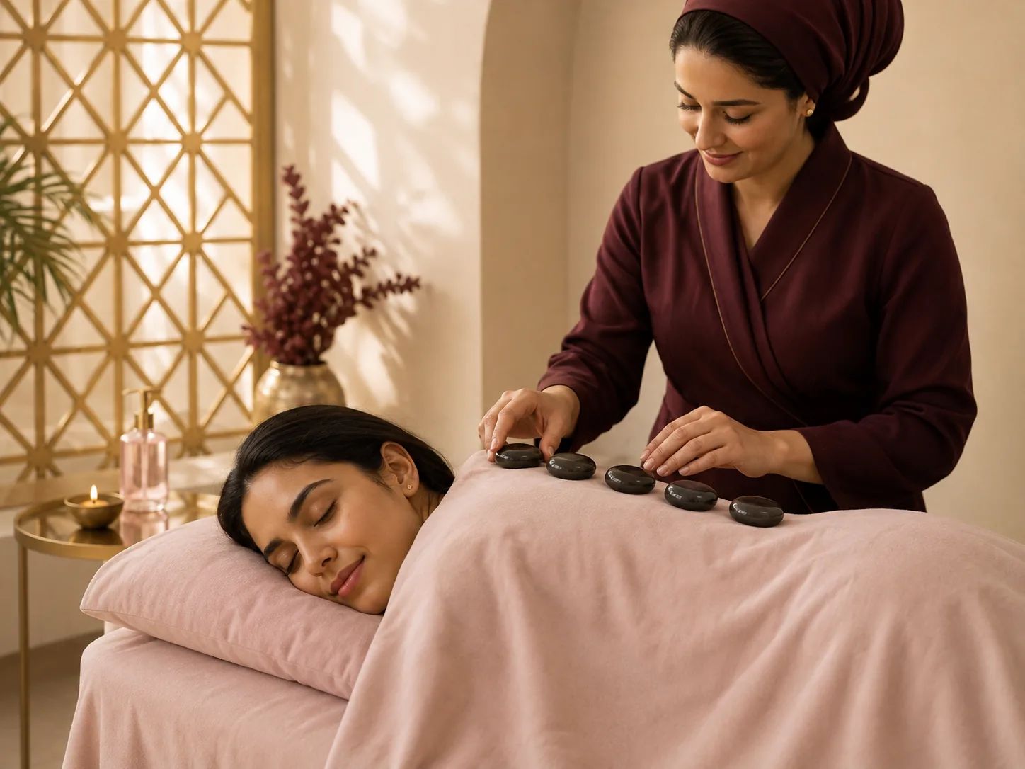 مساج بالأحجار الساخنة في دُرّه سبا